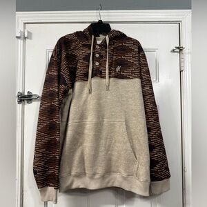 Hooey Men's Brown and Cream Patterned Hoodie